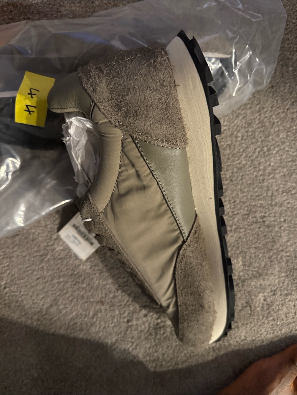 Zara Men's Olive/Taupe Suede-Trim Runner Sneakers
